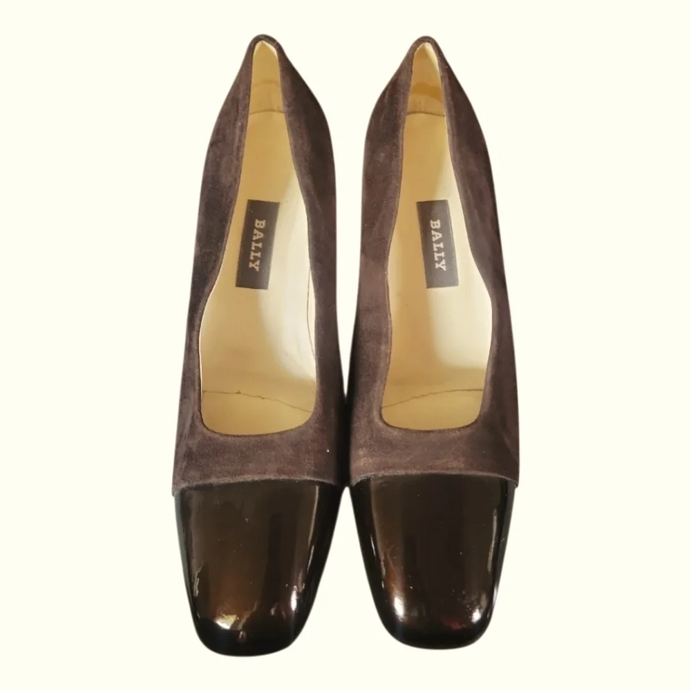 Bally Women's Vintage Brown Patent Leather and Suede Made In Italy Heels 9 1/2 C